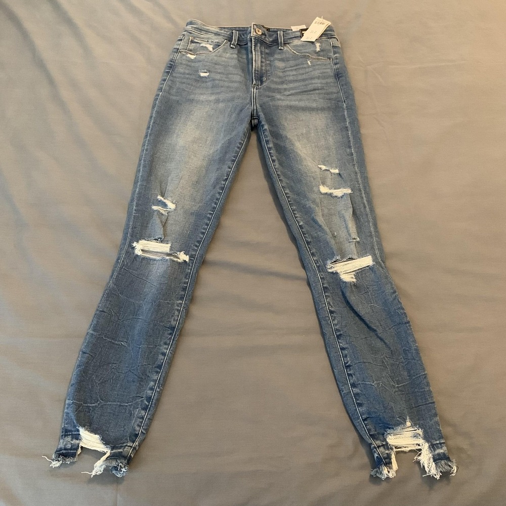 Abercrombie & Fitch Simone Jeans Womens 4R‎ Blue Ankle Distressed Skinny Denim